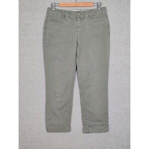 Banana Republic Women's Stretch Twill Cuffed Capri Chino Pants Olive Green 6